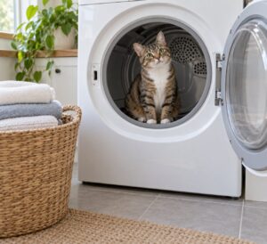 why does my cat sit in the dryer