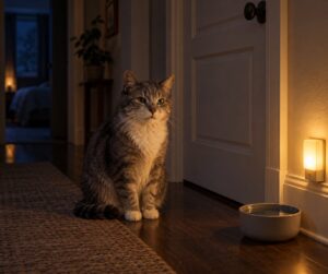 why does my senior cat meow at night